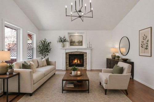 89 Everoak Drive Sw, Calgary, AB - Indoor Photo Showing Living Room With Fireplace