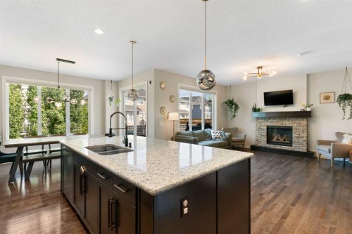 434 River Heights Drive, Cochrane, AB - Indoor With Fireplace