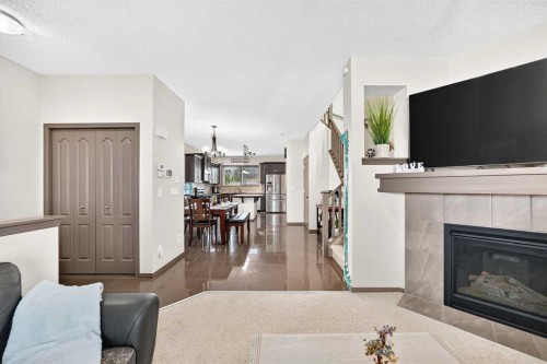 251 Skyview Point Road Ne, Calgary, AB - Indoor Photo Showing Living Room With Fireplace
