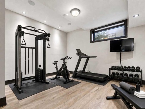 10 Aspen Ridge Way Sw, Calgary, AB - Indoor Photo Showing Gym Room