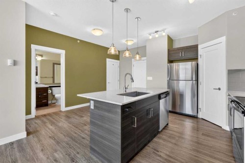 418-10 Walgrove Walk Se, Calgary, AB - Indoor Photo Showing Kitchen With Stainless Steel Kitchen With Upgraded Kitchen
