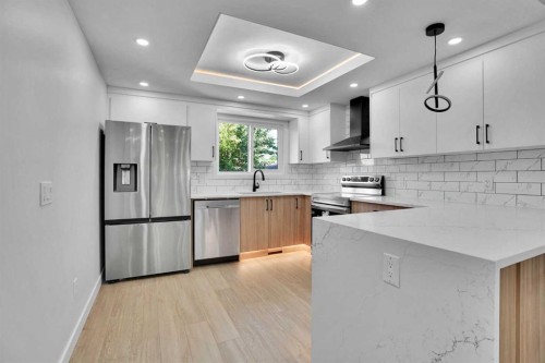 244 Huntridge Road Ne, Calgary, AB - Indoor Photo Showing Kitchen With Upgraded Kitchen