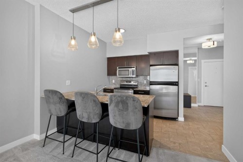 1205-8710 Horton Road Sw, Calgary, AB - Indoor Photo Showing Kitchen With Stainless Steel Kitchen