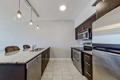 1205-8710 Horton Road Sw, Calgary, AB - Indoor Photo Showing Kitchen With Stainless Steel Kitchen With Double Sink