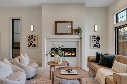 2034 49 Avenue Sw, Calgary, AB - Indoor Photo Showing Living Room With Fireplace