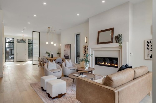 2034 49 Avenue Sw, Calgary, AB - Indoor Photo Showing Living Room With Fireplace