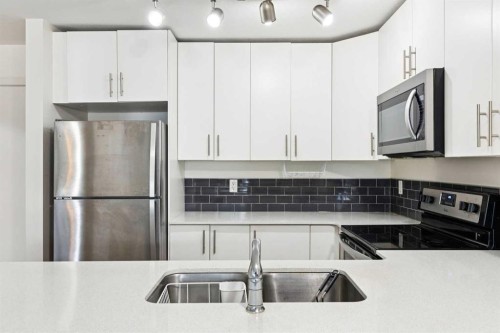 2115-181 Skyview Ranch Manor Ne, Calgary, AB - Indoor Photo Showing Kitchen With Stainless Steel Kitchen With Double Sink With Upgraded Kitchen