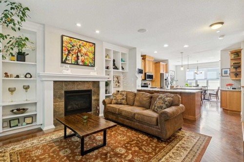 4008 Garrison Boulevard Sw, Calgary, AB - Indoor Photo Showing Living Room With Fireplace