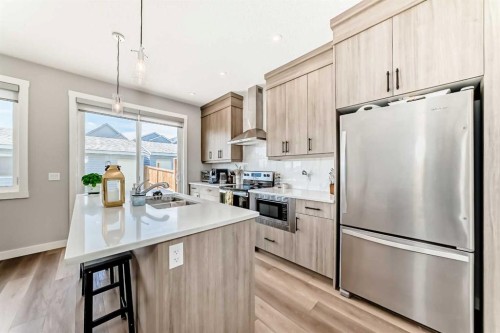 20893 Main Street Se, Calgary, AB - Indoor Photo Showing Kitchen With Double Sink With Upgraded Kitchen