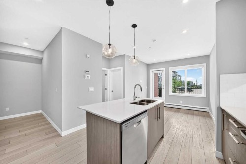 2110-6 Merganser Drive West, Chestermere, AB - Indoor Photo Showing Kitchen With Double Sink With Upgraded Kitchen