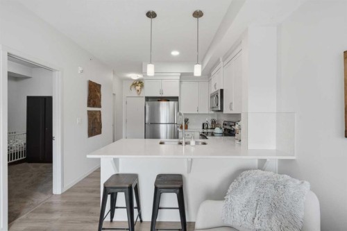 413-20 Seton Park Se, Calgary, AB - Indoor Photo Showing Kitchen With Double Sink With Upgraded Kitchen