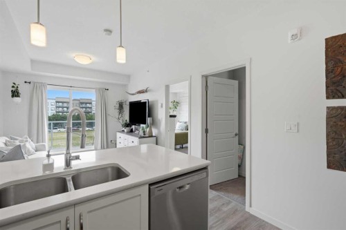413-20 Seton Park Se, Calgary, AB - Indoor Photo Showing Kitchen With Double Sink