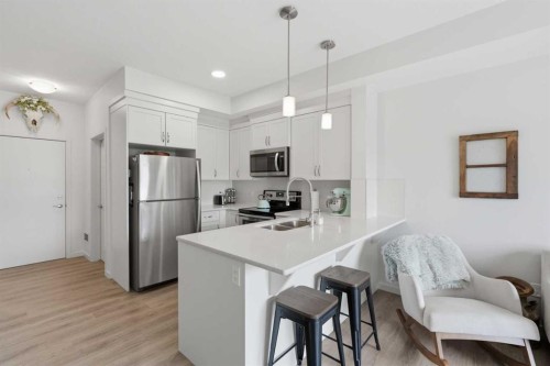 413-20 Seton Park Se, Calgary, AB - Indoor Photo Showing Kitchen With Double Sink With Upgraded Kitchen