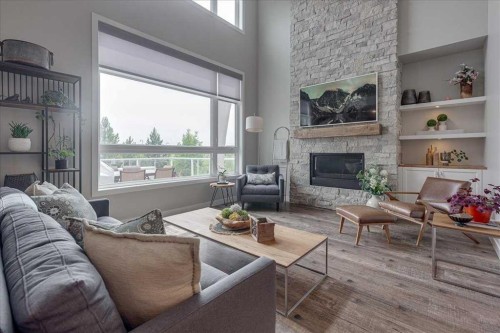 29 Longmire Close, Red Deer, AB - Indoor Photo Showing Living Room With Fireplace