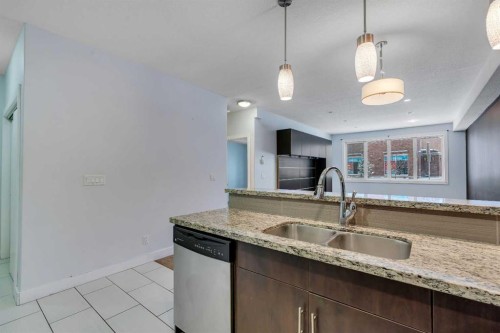 105-320 12 Avenue Ne, Calgary, AB - Indoor Photo Showing Kitchen With Double Sink