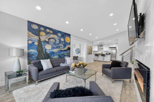 11 Selkirk Drive Sw, Calgary, AB - Indoor Photo Showing Living Room With Fireplace