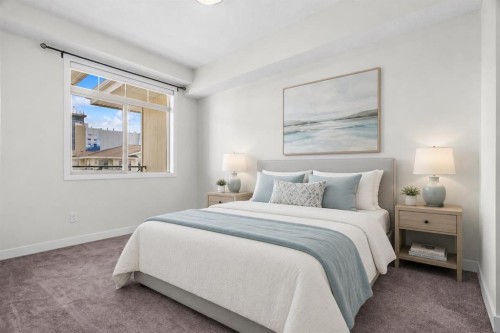 411-28 Auburn Bay Link Se, Calgary, AB - Indoor Photo Showing Bedroom