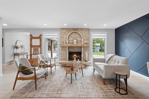 260 Parkview Place Se, Calgary, AB - Indoor Photo Showing Living Room With Fireplace