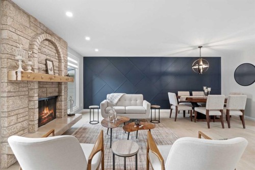 260 Parkview Place Se, Calgary, AB - Indoor Photo Showing Living Room With Fireplace