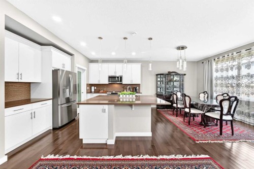 56 Evansborough Green Nw, Calgary, AB - Indoor Photo Showing Kitchen With Stainless Steel Kitchen With Upgraded Kitchen
