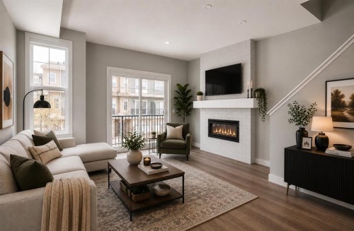 902 Sage Hill Grove Nw, Calgary, AB - Indoor Photo Showing Living Room With Fireplace
