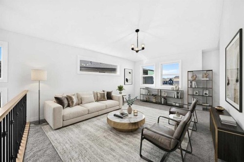 199 Langwell Common Se, Airdrie, AB - Indoor Photo Showing Living Room