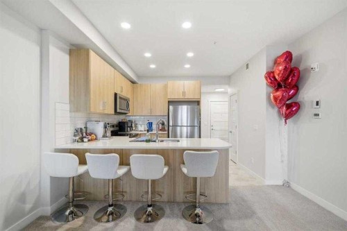 318-55 Wolf Hollow Crescent Se, Calgary, AB - Indoor Photo Showing Kitchen With Double Sink
