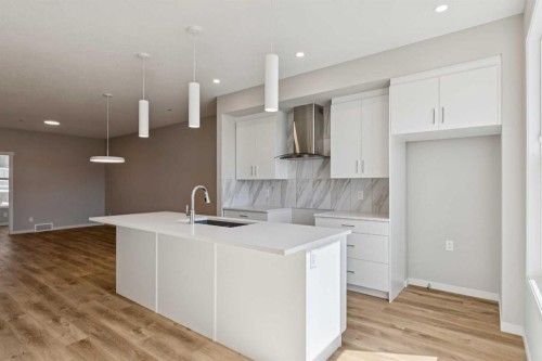 471 Hotchkiss Manor Se, Calgary, AB - Indoor Photo Showing Kitchen With Upgraded Kitchen