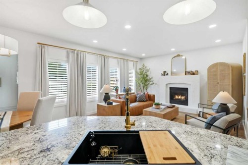 1076 Prestwick Circle Se, Calgary, AB - Indoor With Fireplace