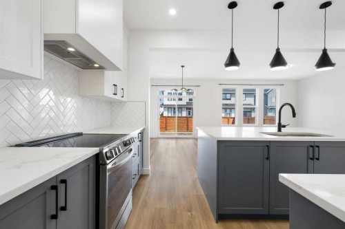12 Copperhead Garden Se, Calgary, AB - Indoor Photo Showing Kitchen With Upgraded Kitchen