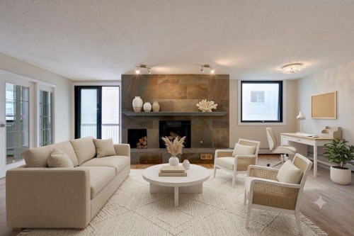 602-215 14 Avenue Sw, Calgary, AB - Indoor Photo Showing Living Room With Fireplace
