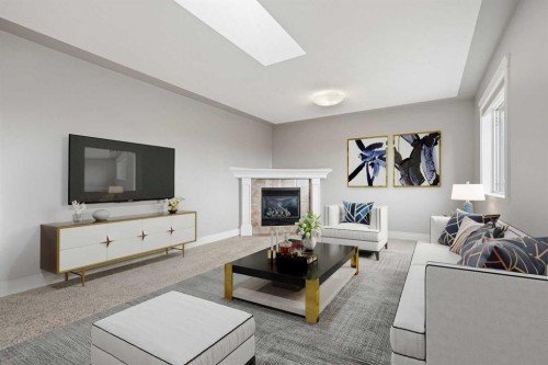 75 Royal Abbey Rise Nw, Calgary, AB - Indoor Photo Showing Living Room With Fireplace