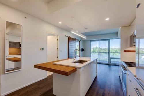 504-1020 9 Avenue Se, Calgary, AB - Indoor Photo Showing Kitchen With Double Sink