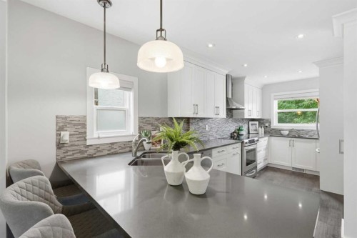121 15 Street Nw, Calgary, AB - Indoor Photo Showing Kitchen With Double Sink With Upgraded Kitchen
