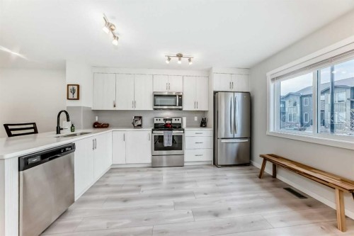 128-31 Red Embers Parade Ne, Calgary, AB - Indoor Photo Showing Kitchen With Stainless Steel Kitchen With Upgraded Kitchen