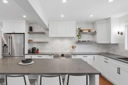 87 Couture Crescent Sw, Calgary, AB - Indoor Photo Showing Kitchen With Stainless Steel Kitchen With Upgraded Kitchen