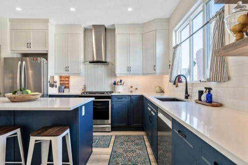 114 Seton Grove Se, Calgary, AB - Indoor Photo Showing Kitchen With Stainless Steel Kitchen With Upgraded Kitchen