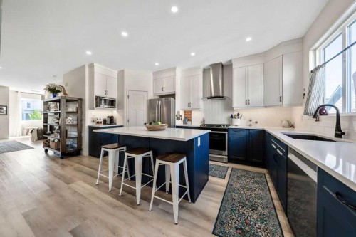 114 Seton Grove Se, Calgary, AB - Indoor Photo Showing Kitchen With Stainless Steel Kitchen With Upgraded Kitchen