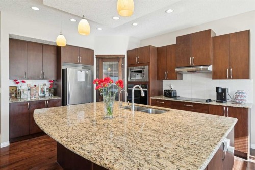 92 Cougar Ridge Close Sw, Calgary, AB - Indoor Photo Showing Kitchen With Double Sink With Upgraded Kitchen