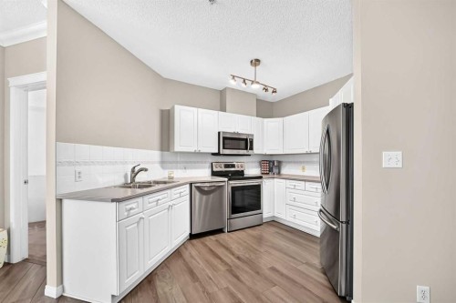 210-78 Prestwick Gardens Se, Calgary, AB - Indoor Photo Showing Kitchen With Stainless Steel Kitchen With Double Sink