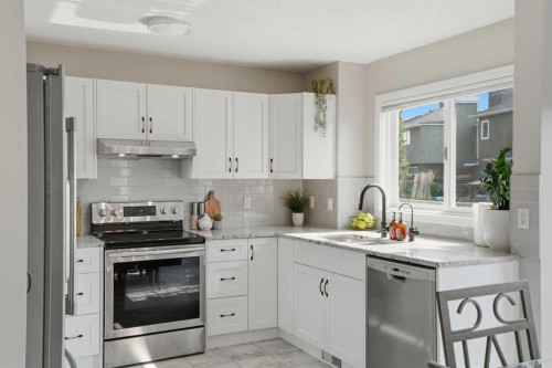 161 Douglasbank Way Se, Calgary, AB - Indoor Photo Showing Kitchen With Upgraded Kitchen
