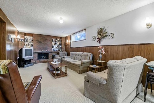 832 Canna Crescent Sw, Calgary, AB - Indoor Photo Showing Living Room With Fireplace