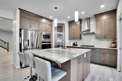 50 Saddlestone Place Ne, Calgary, AB - Indoor Photo Showing Kitchen With Stainless Steel Kitchen With Upgraded Kitchen