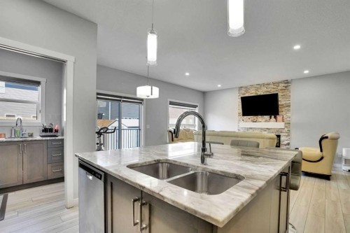 50 Saddlestone Place Ne, Calgary, AB - Indoor Photo Showing Kitchen With Double Sink