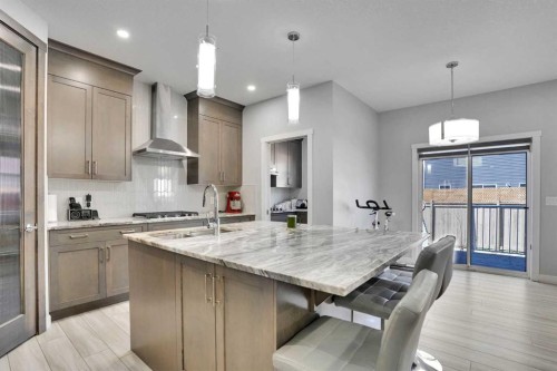 50 Saddlestone Place Ne, Calgary, AB - Indoor Photo Showing Kitchen With Double Sink With Upgraded Kitchen