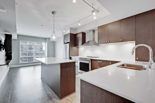 2205-930 6 Avenue Sw, Calgary, AB - Indoor Photo Showing Kitchen With Double Sink With Upgraded Kitchen