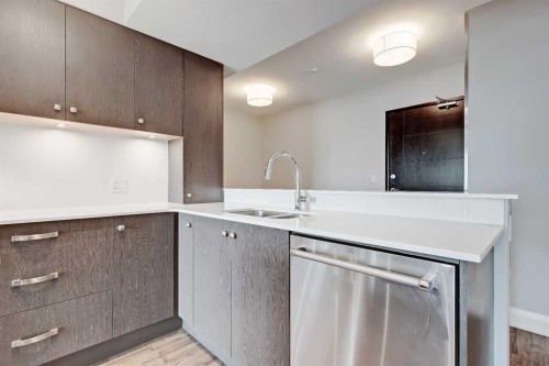 2205-930 6 Avenue Sw, Calgary, AB - Indoor Photo Showing Kitchen With Double Sink
