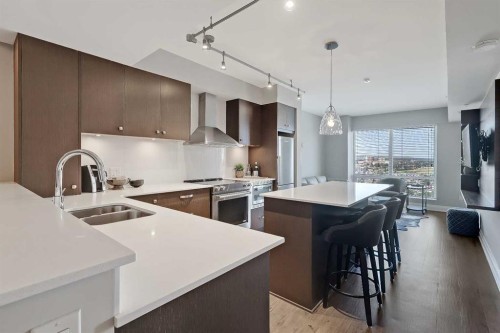 2304-930 6 Avenue Sw, Calgary, AB - Indoor Photo Showing Kitchen With Stainless Steel Kitchen With Double Sink With Upgraded Kitchen