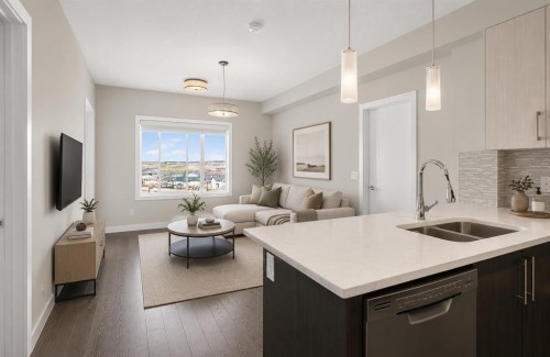 318-8 Sage Hill Terrace Nw, Calgary, AB - Indoor Photo Showing Kitchen With Double Sink