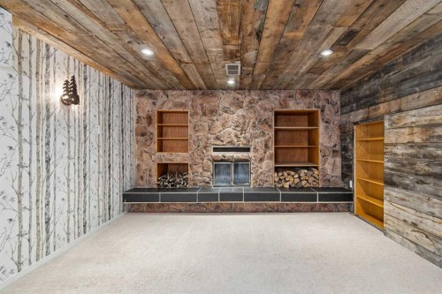 3624 Cedarille Drive Sw, Calgary, AB - Indoor Photo Showing Other Room With Fireplace